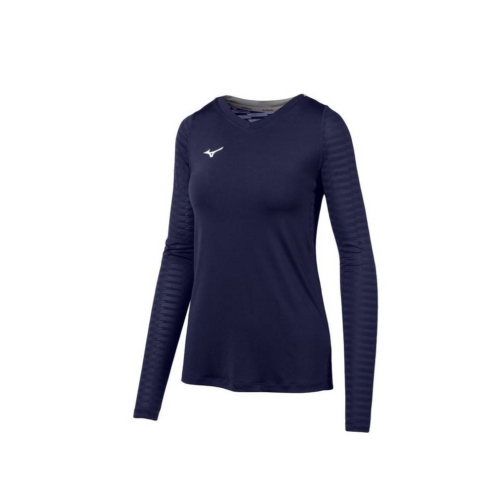 Womens Mizuno United Long Sleeve Jersey Navy Philippines (DFGHKM587)